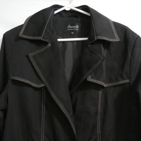 Limited Edition - FENNELLI | size 14 | Long Black Lightweight Trench Coat - Picture 4 of 16